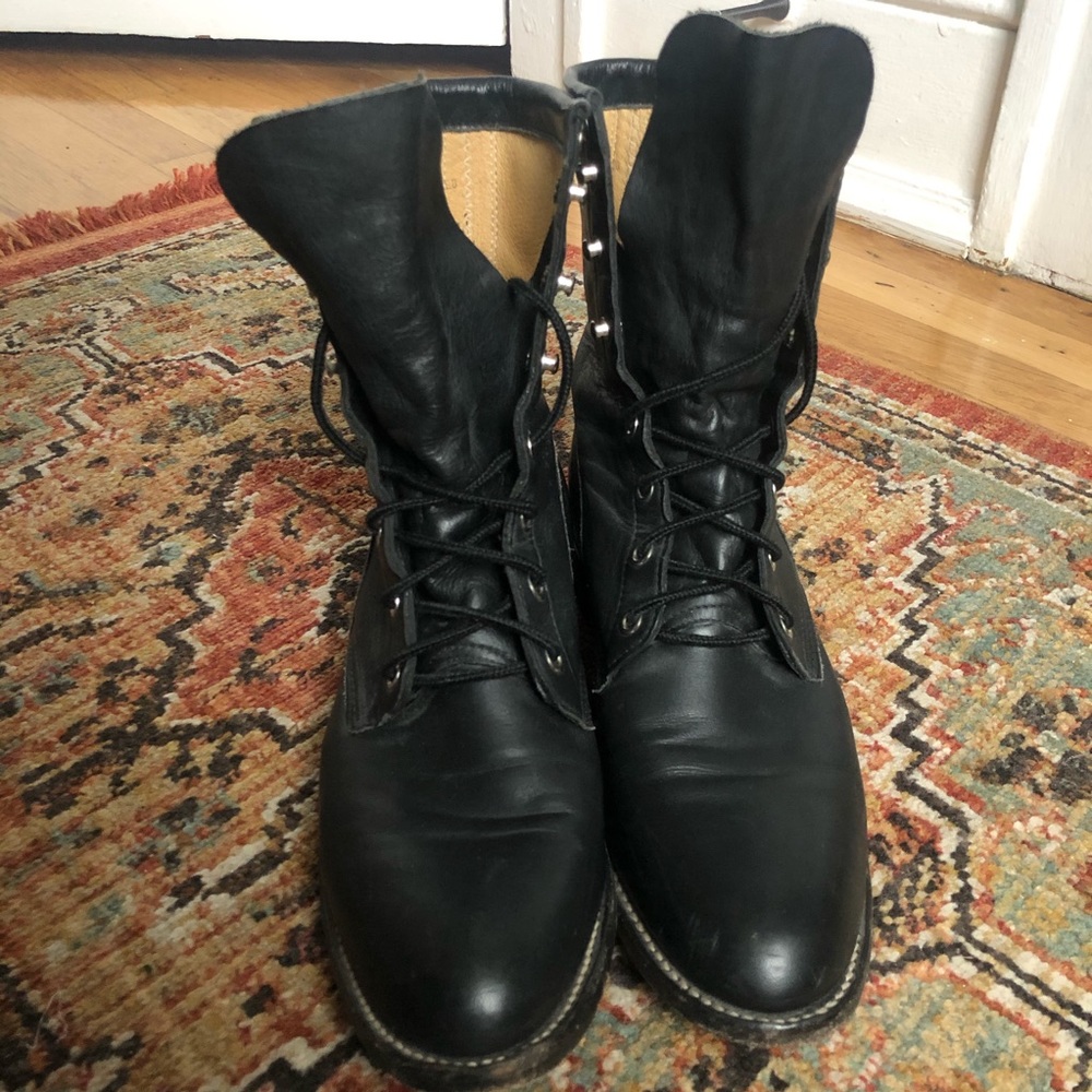 Justin Black Lace-up Boots